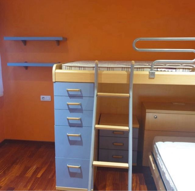 Dormitorio infantil completo con litera tipo tren