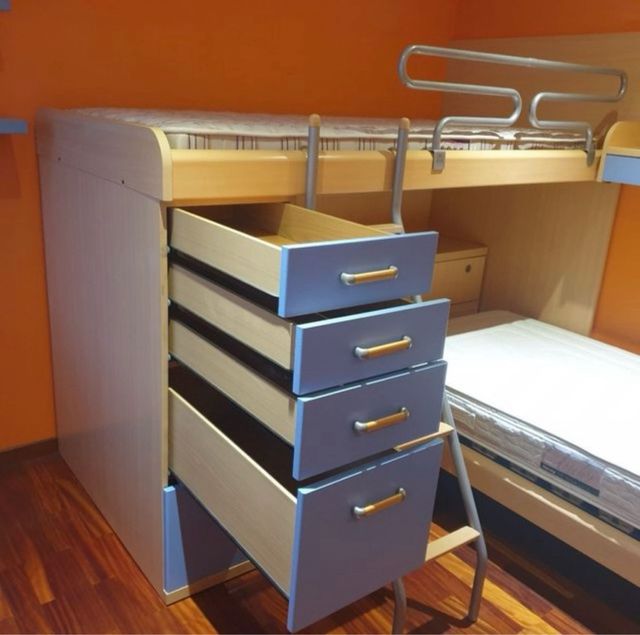 Dormitorio infantil completo con litera tipo tren