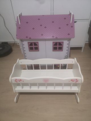 Casita de madera para muñecas infantil y cuna