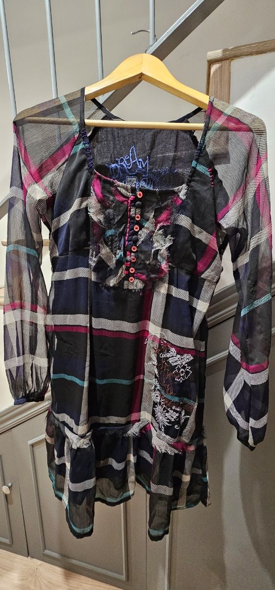 Vestido gasa estampado desigual