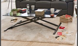 120x75
Mesa de cristal y metal negra
