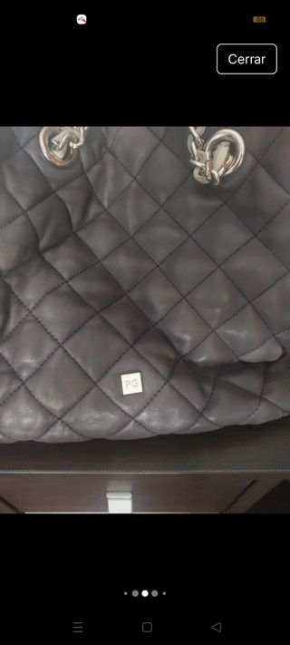 Bolso Purificación García Cuero Marrón y Beige