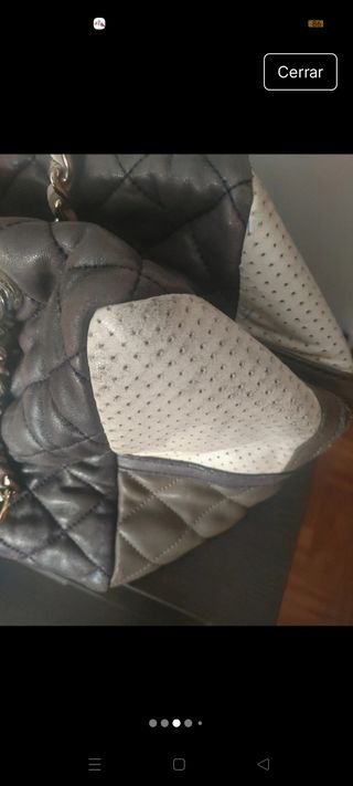 Bolso Purificación García Cuero Marrón y Beige