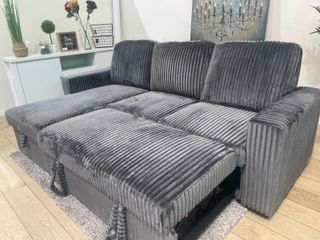 Sofá cama con arcón y portavasos, 230x150cm
