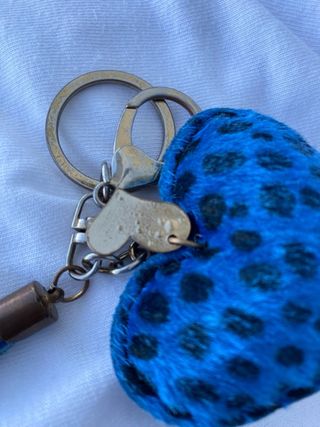 Portachiavi cuore animalier nerazzurro vera pelle