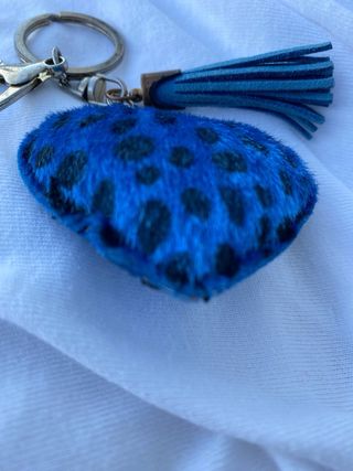 Portachiavi cuore animalier nerazzurro vera pelle