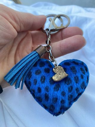 Portachiavi cuore animalier nerazzurro vera pelle