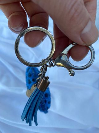 Portachiavi cuore animalier nerazzurro vera pelle