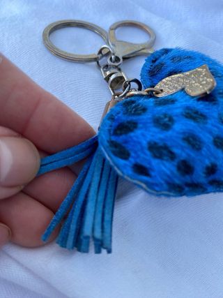 Portachiavi cuore animalier nerazzurro vera pelle