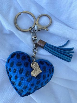 Portachiavi cuore animalier nerazzurro vera pelle