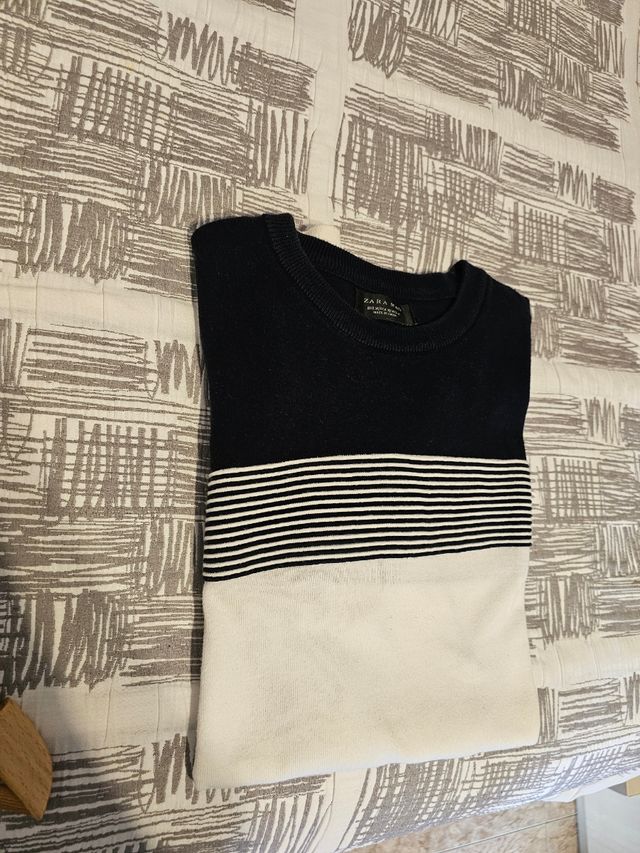 Jersey Zara Hombre Azul y Blanco.