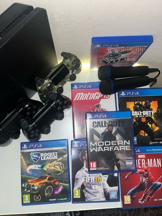 PS4 Slim 1TB Negra + Juegos+ Mandos y complementos