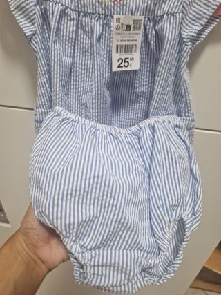 Vestito bimba Obaibi 12 mesi righe azzurre