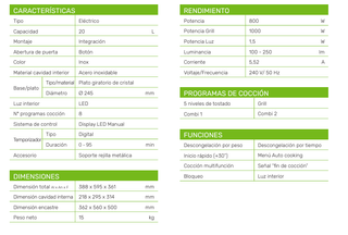 Microondas con Grill de integración