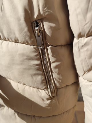 Abrigo reversible mujer capucha beige/verde