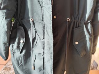 Abrigo reversible mujer capucha beige/verde