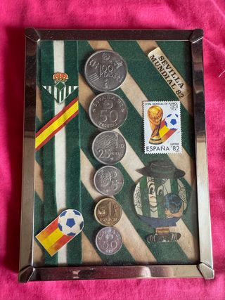 Cuadro Sevilla Mundial 82 Monedas y Sello