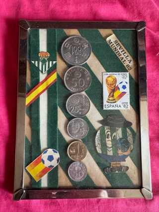 Cuadro Sevilla Mundial 82 Monedas y Sello