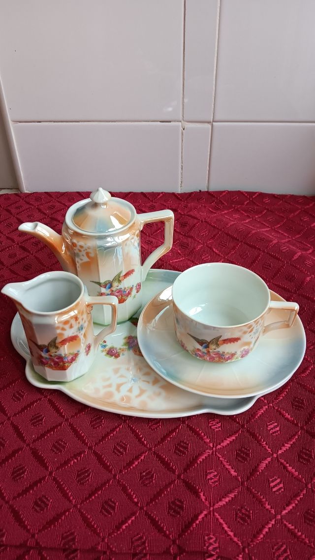 Juego de té individual de cerámica