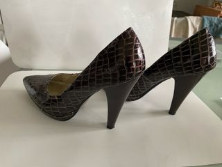 Scarpe tacco 11 simil pitone marrone Tg 38