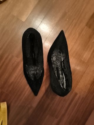Tacones Zara Encaje Negros Nuevos