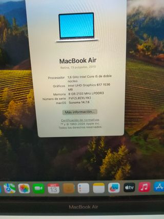 MACBOOK AIR 2019 i5/8GB RAM/128 SSD BATERÍA NUEVA 