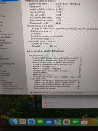 MACBOOK AIR 2019 i5/8GB RAM/128 SSD BATERÍA NUEVA 