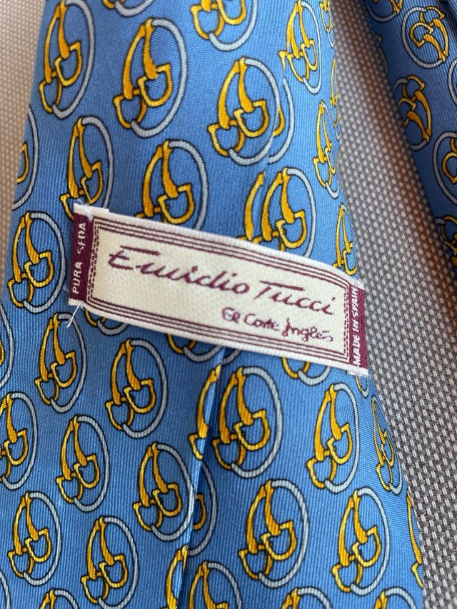 Corbata Emilio Tucci 100% Seda Azul y Amarillo
