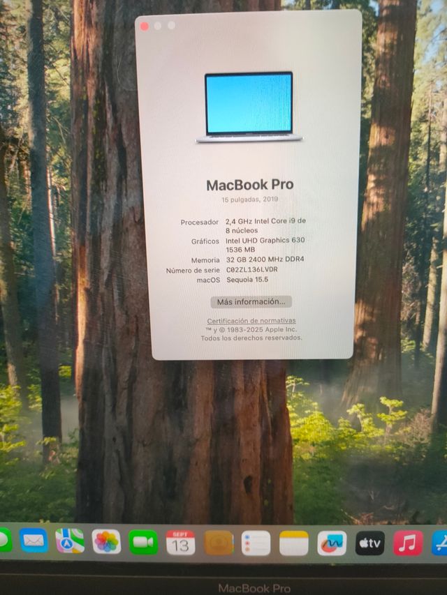 MACBOOK PRO 2019 15" i9/32GB RAM/1TB TOPE DE GAMA