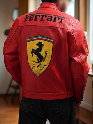 Chaqueta de cuero auténtico Ferrari talla L