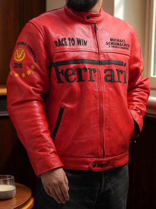 Chaqueta de cuero auténtico Ferrari talla L