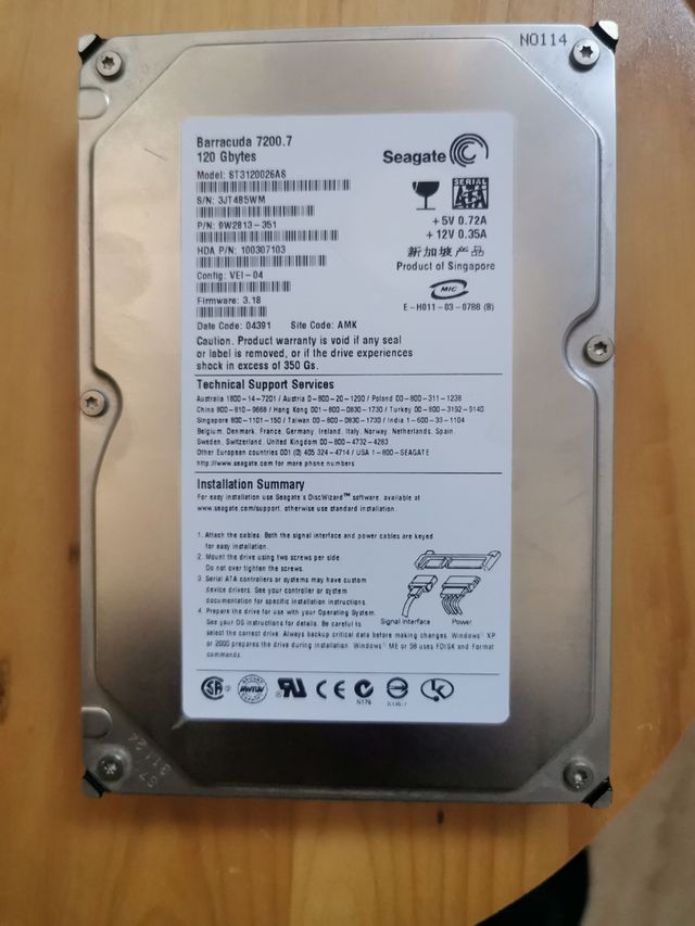 Disco Duro Interno Seagate Barracuda 7200.7 120GB