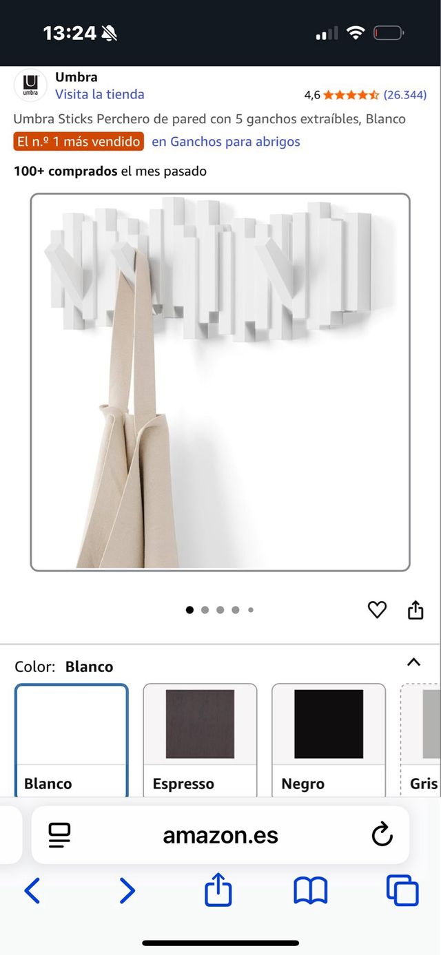 Perchero Umbra Sticks Blanco 5 Ganchos