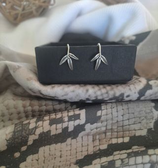 Pendientes Plata Ley hojas de bambú.