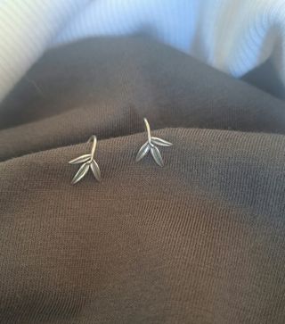 Pendientes Plata Ley hojas de bambú.
