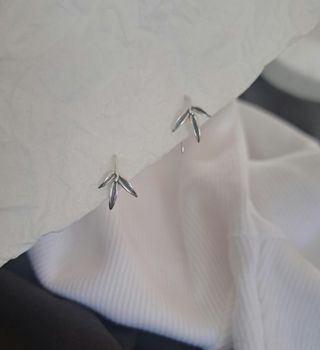 Pendientes Plata Ley hojas de bambú.