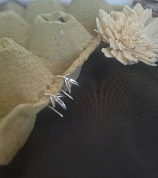 Pendientes Plata Ley hojas de bambú.