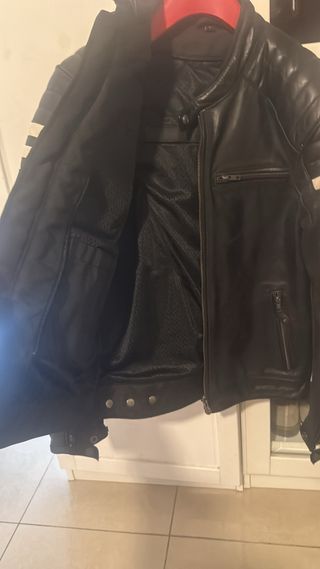 Chaqueta de moto cuero SEGURA TRIPE NEGRO/BLANCO. 