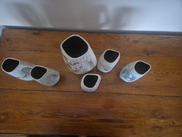 Juego de 6 jarras decorativas con peces