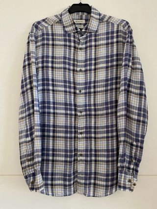 Camisa Massimo Dutti cuadros azul y beige