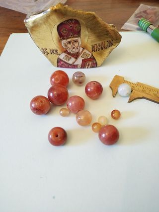 14 palline agata rossa/corniola varie misure