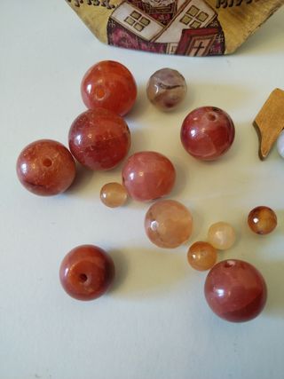 14 palline agata rossa/corniola varie misure