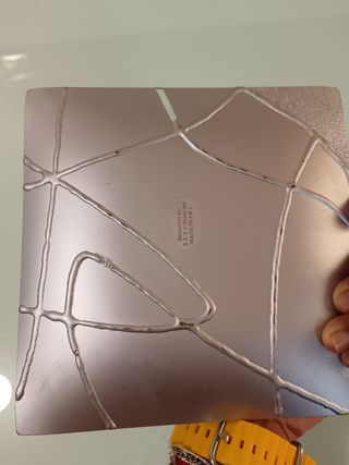 Piatto centro tavola vetro rosa e argento