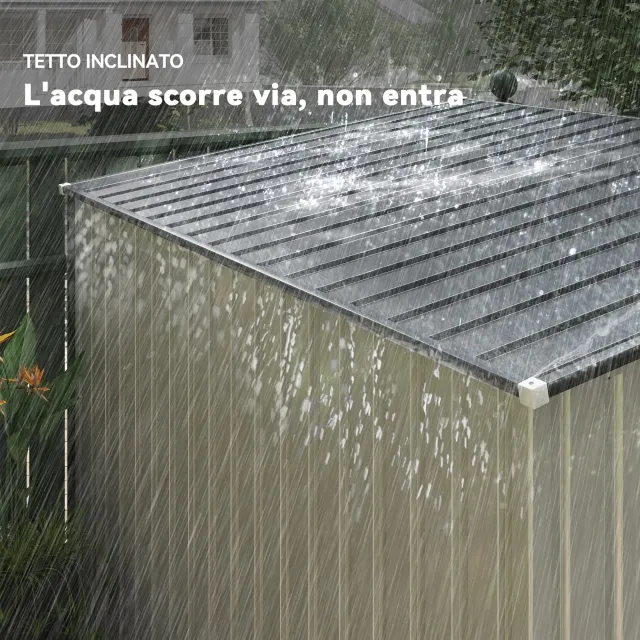 Capanno Attrezzi in Metallo 1.5x2m con Base, Porta