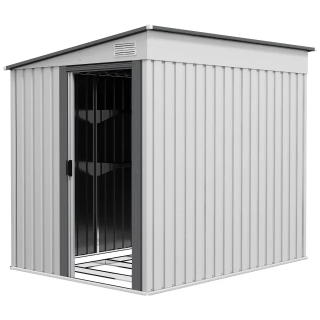 Capanno Attrezzi in Metallo 1.5x2m con Base, Porta