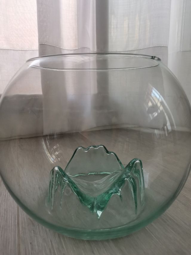 Pecera redonda de cristal