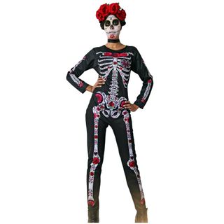 Disfraz Catrina Mono Enterizo Esqueleto Mujer S/M