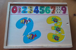 Puzzle madera números y animales