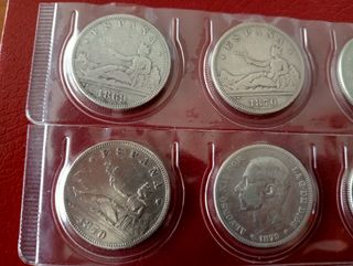 Conjunto 9 monedas plata 2 pesetas España 