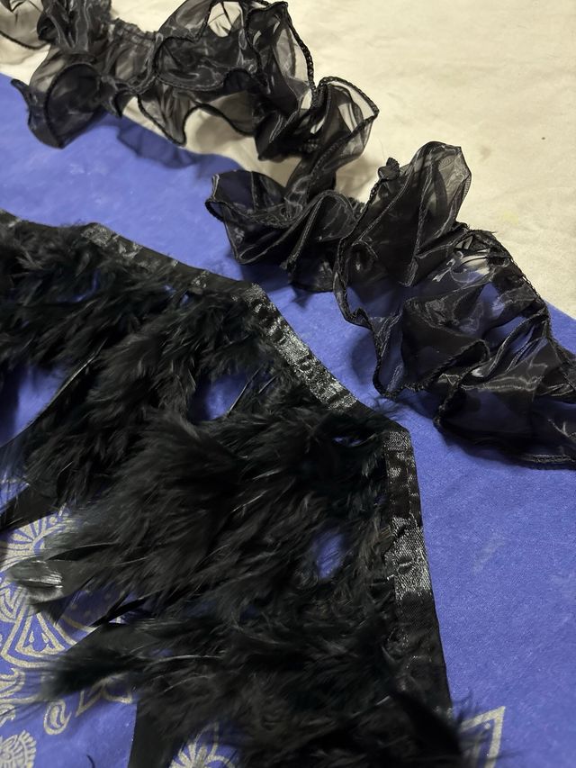 Plumas Negras y Tul para Ropa